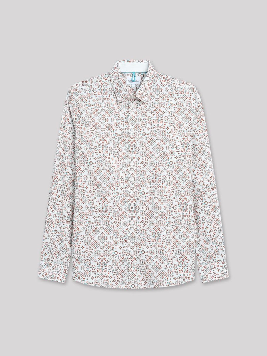 Chemise extra-slim stretch géométrique