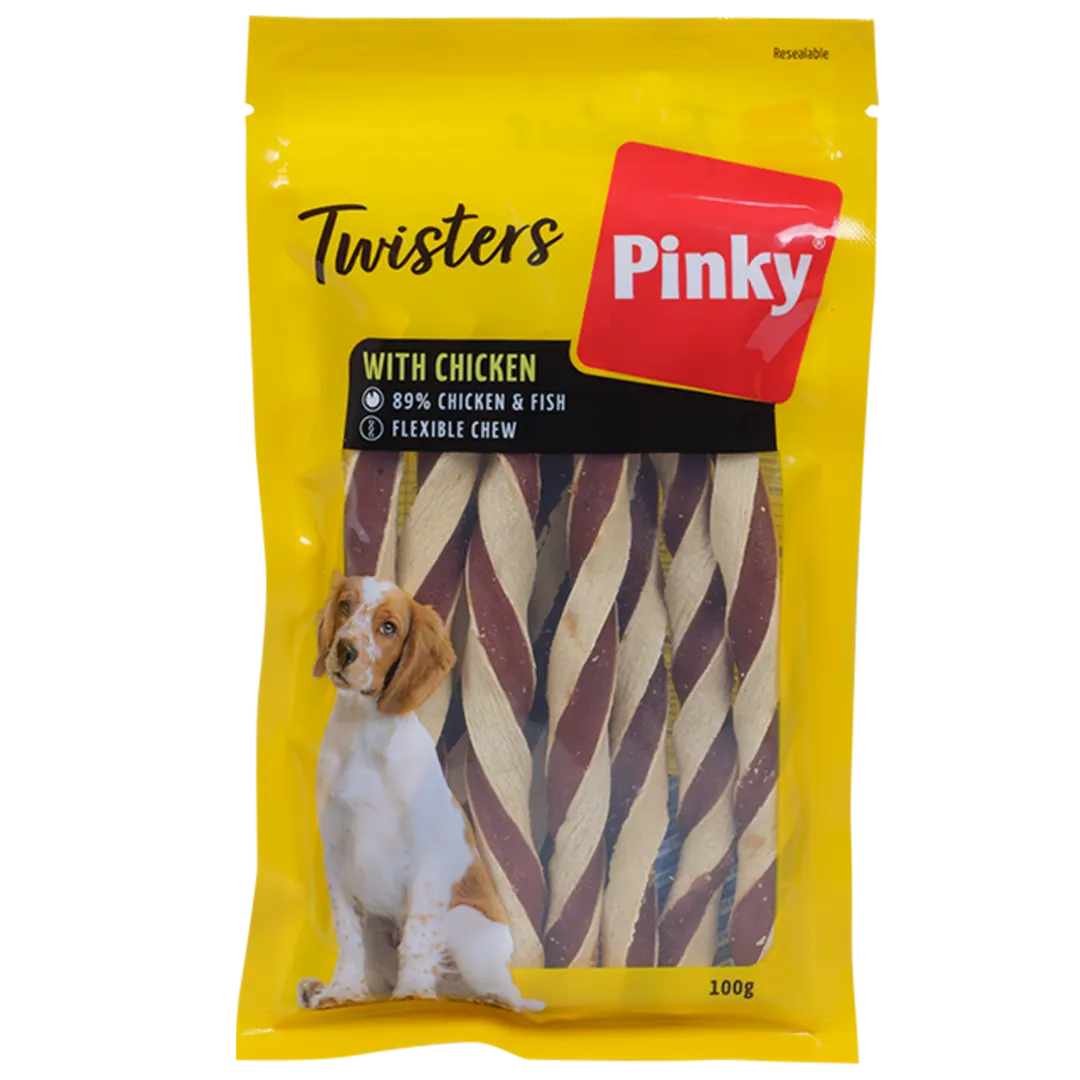Pinky twisters hondensnack 100 gram | kip en vis