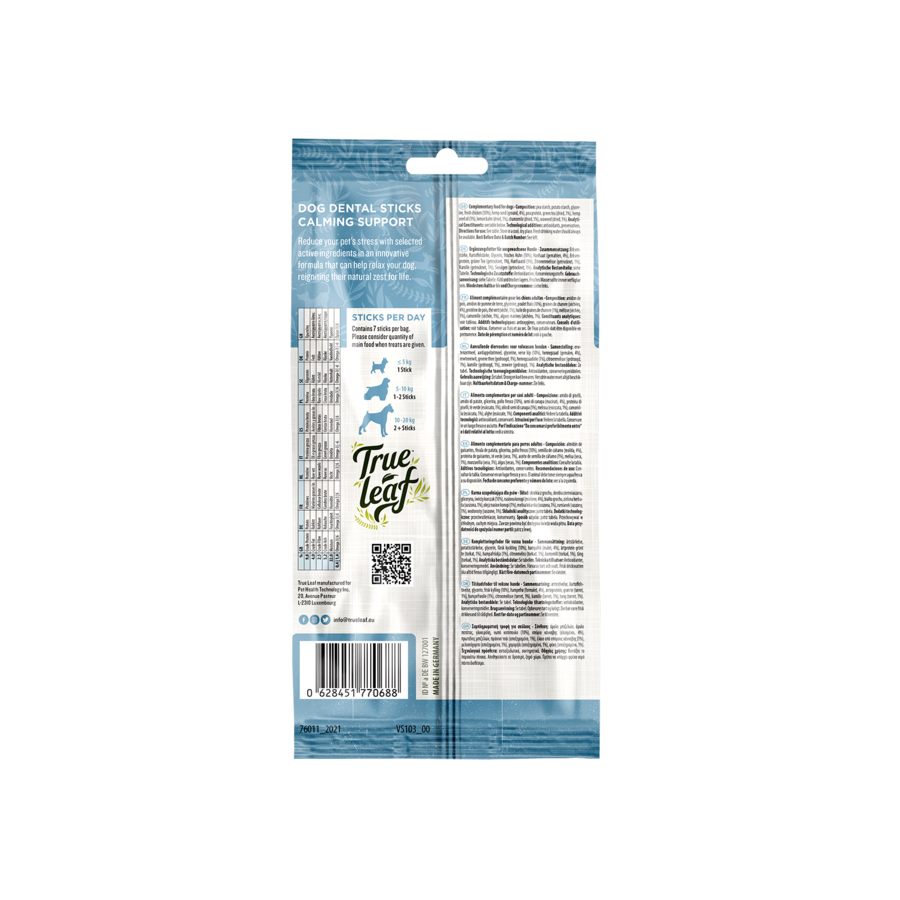 Palitos dentais calmantes True Hemp, sabor frango