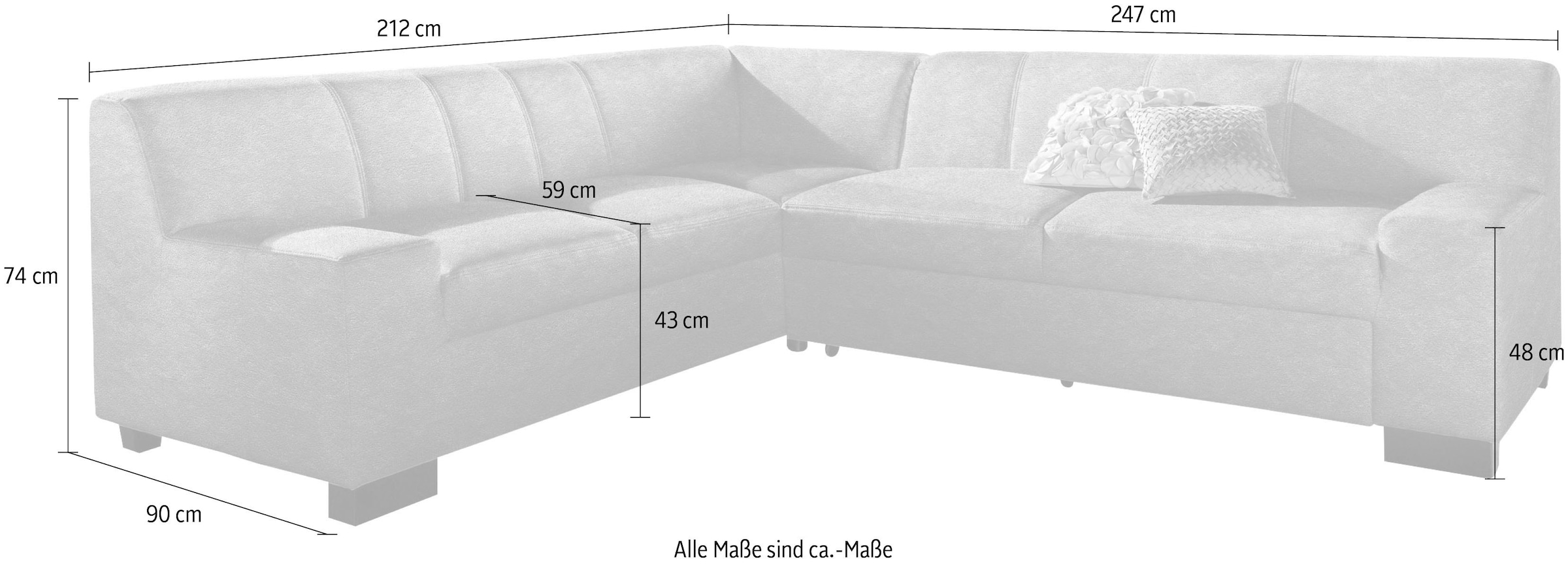DOMO collection Ecksofa »Norma, moderne Armlehnen, zeitlos  und elegant, Breite 247cm, L-Form« wahlweise mit Bettfunktion