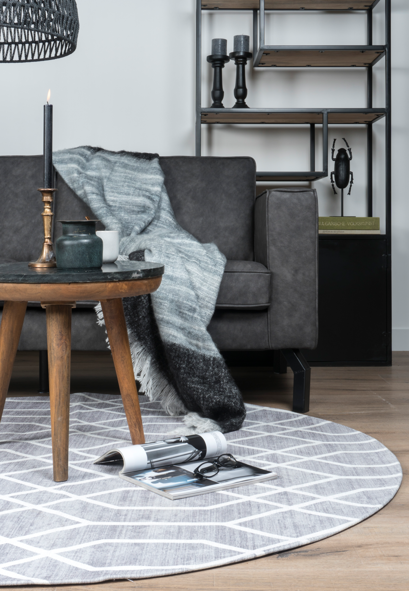 Vloerkleed Pattern Grijs Rond ø160 cm