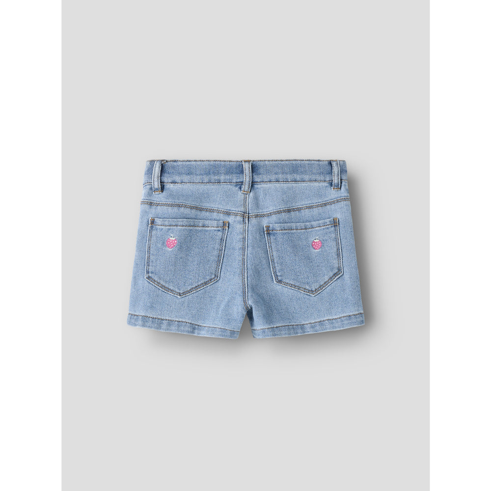 Køb Name It Light Blue Denim Strawberry Nmfrose Reg Emb Shorts 6202-Iz