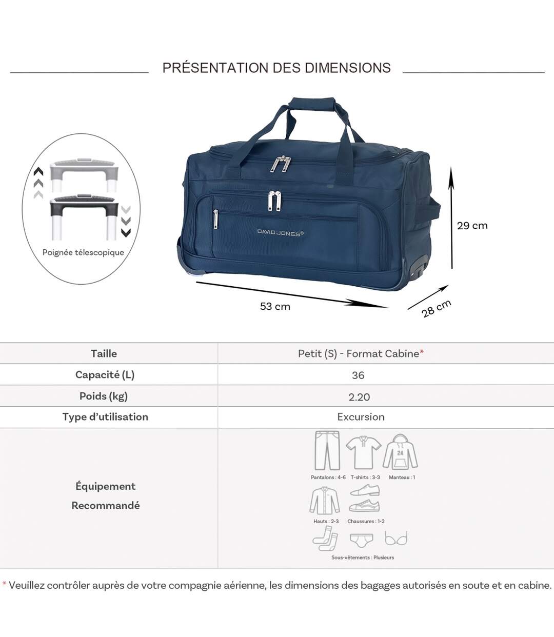 Sac de voyage David Jones - ba60451s