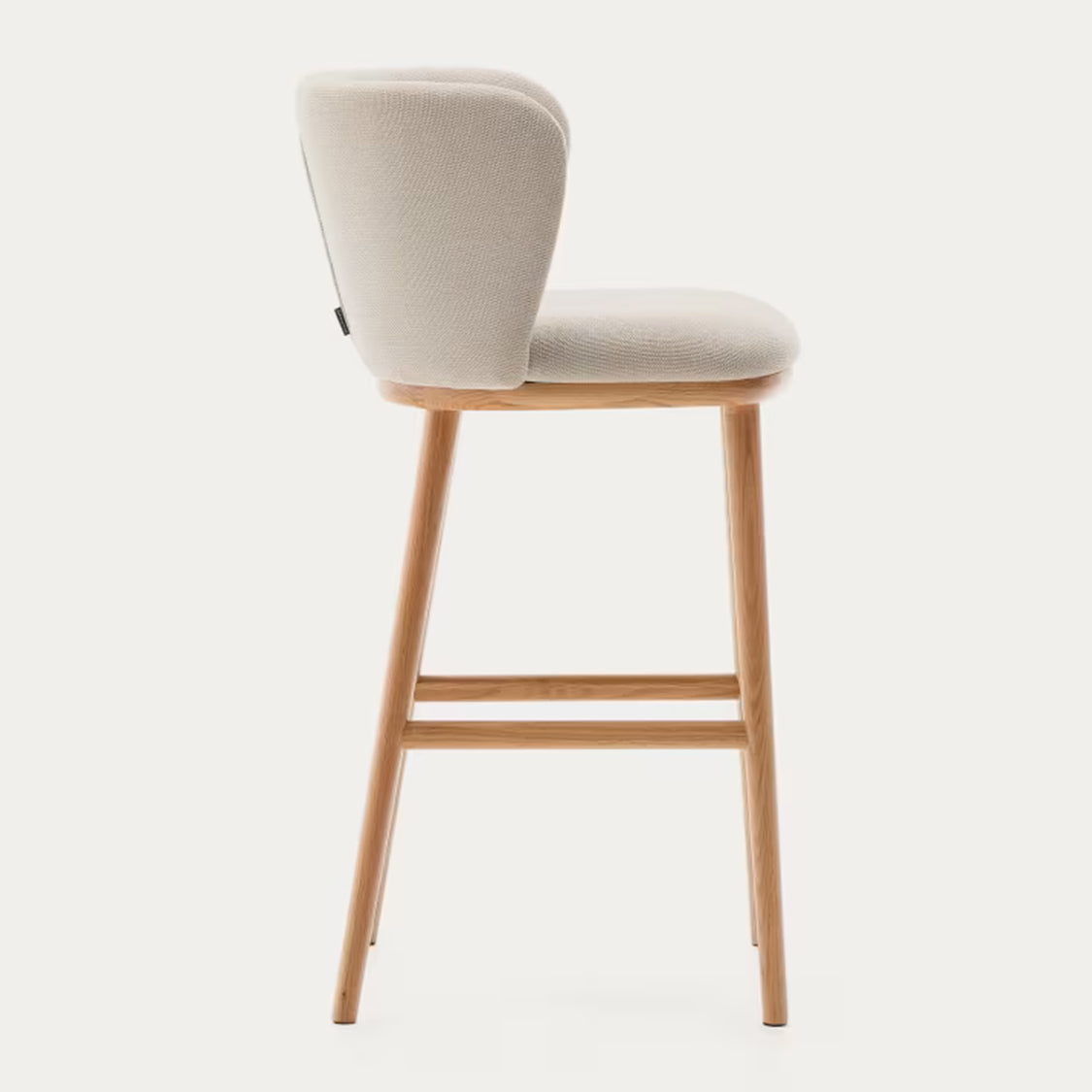 Kave Home Ciselia Barkruk - H 65 cm - Beige / Essenhout