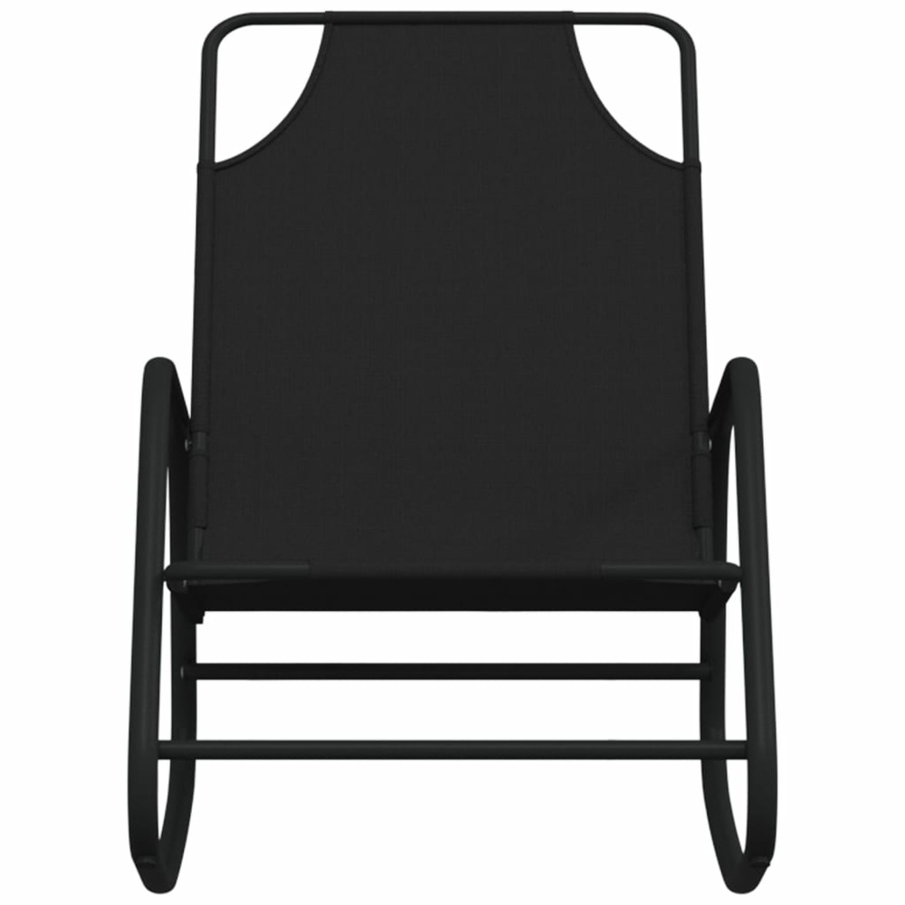 Chaises longues transat à bascule 2 pièces noir acier et textilène