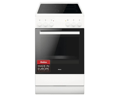 Amica vrijstaand fornuis met glaskeramische kookplaat SHC 903 021 W, bruikbaar volume 65 l, BxHxD 500 x 850 x 600 mm