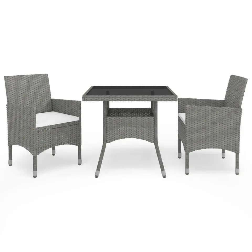 vidaXL - Bistroset - Grijs - Poly rattan