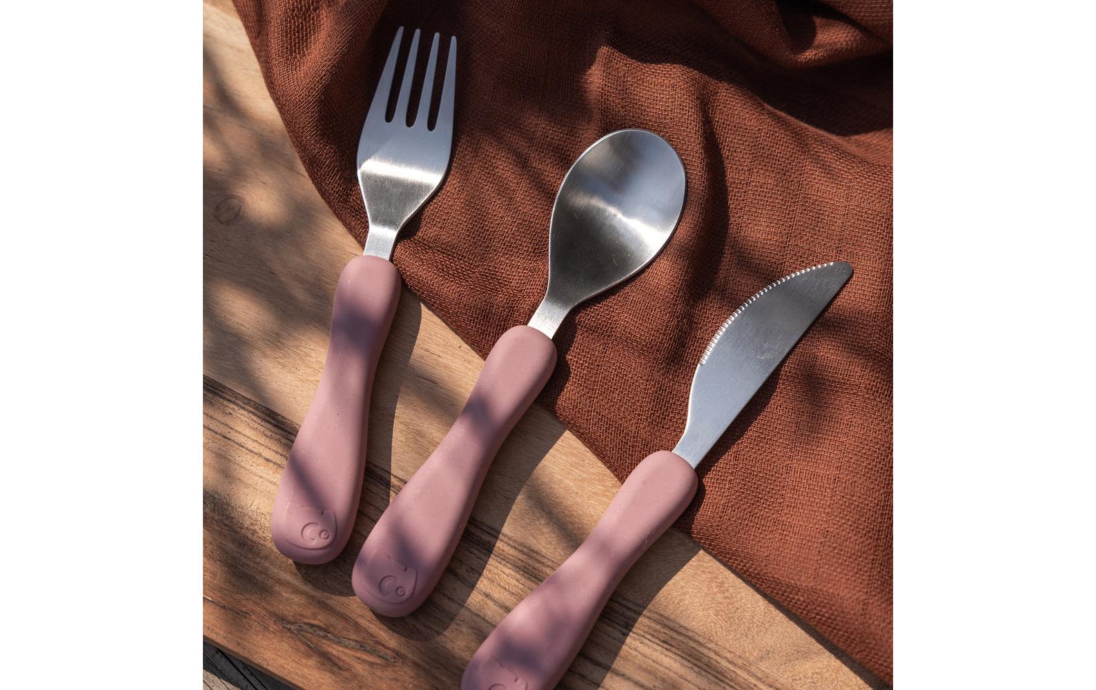 Kinderbesteckset Silikon Fanto Vintage RoseBesteck in dänischem Design