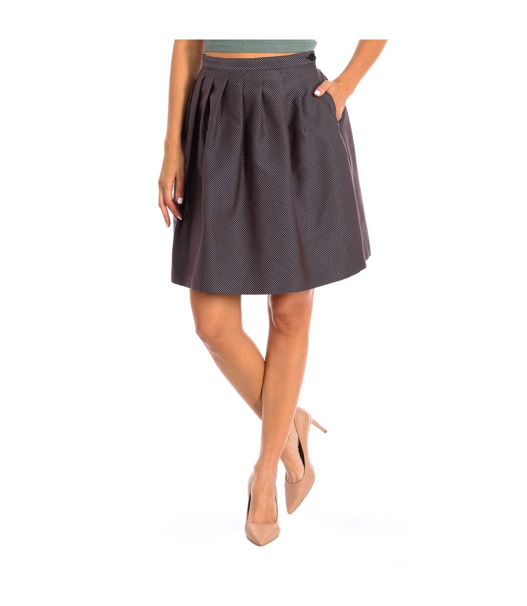 Skirt with fold and decorative pleat 6Z2N662N59Z woman