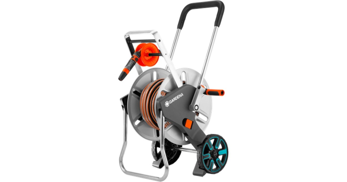 GARDENASlangenwagen AquaRoll M Easy Metal Set  (Grijs/oranje, 18547-20, 25 m)
