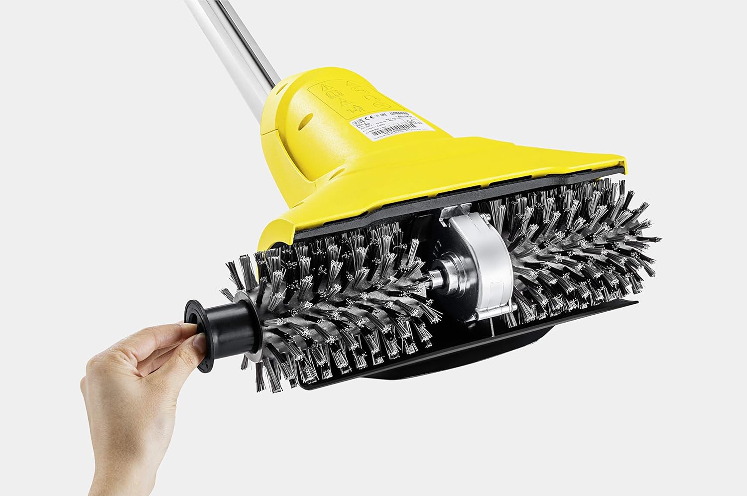 Kärcher Terrassenreiniger PCL, Druck: max. 10 bar, Wasserdurchfluss: max. 180 l/h, Arbeitsbreite: 300 mm, 2 Bürstenwalzen, Abstellkante, gelb