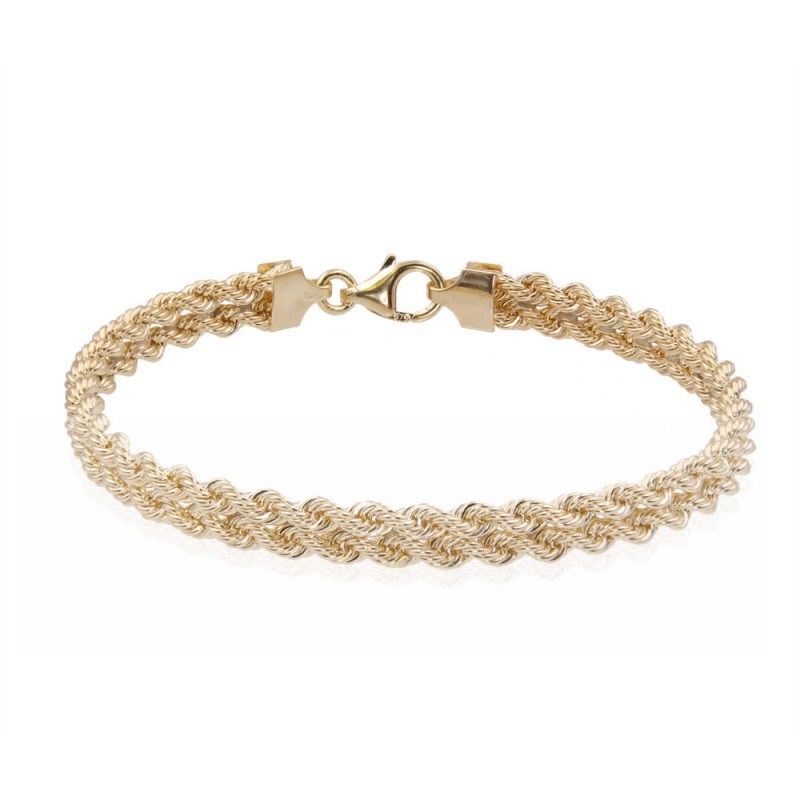 Bracelet Or 18 Carats 750/000 Jaune Maille Corde Double - Femme