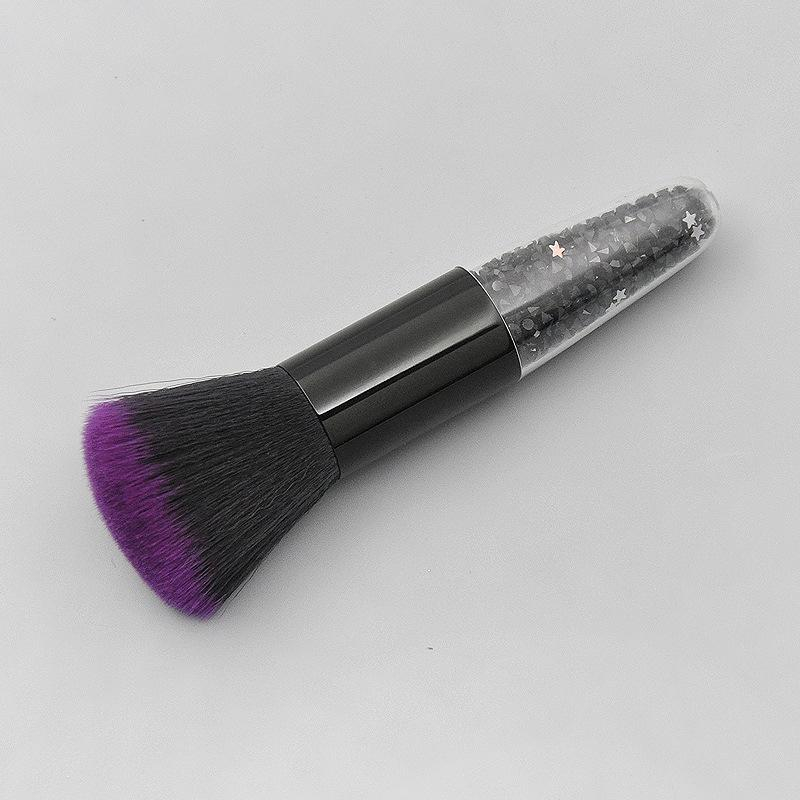 (Ø35mm) 2in1 Nail Art Nagelstaubpinsel Kosmetik Make Up Puder Pinsel mit Strass Stiel - Schwarz / Lila