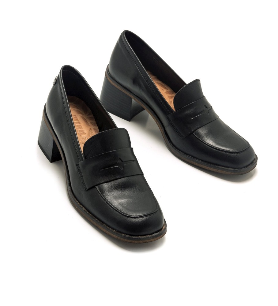 Sapatos de couro preto Mustang Lys
