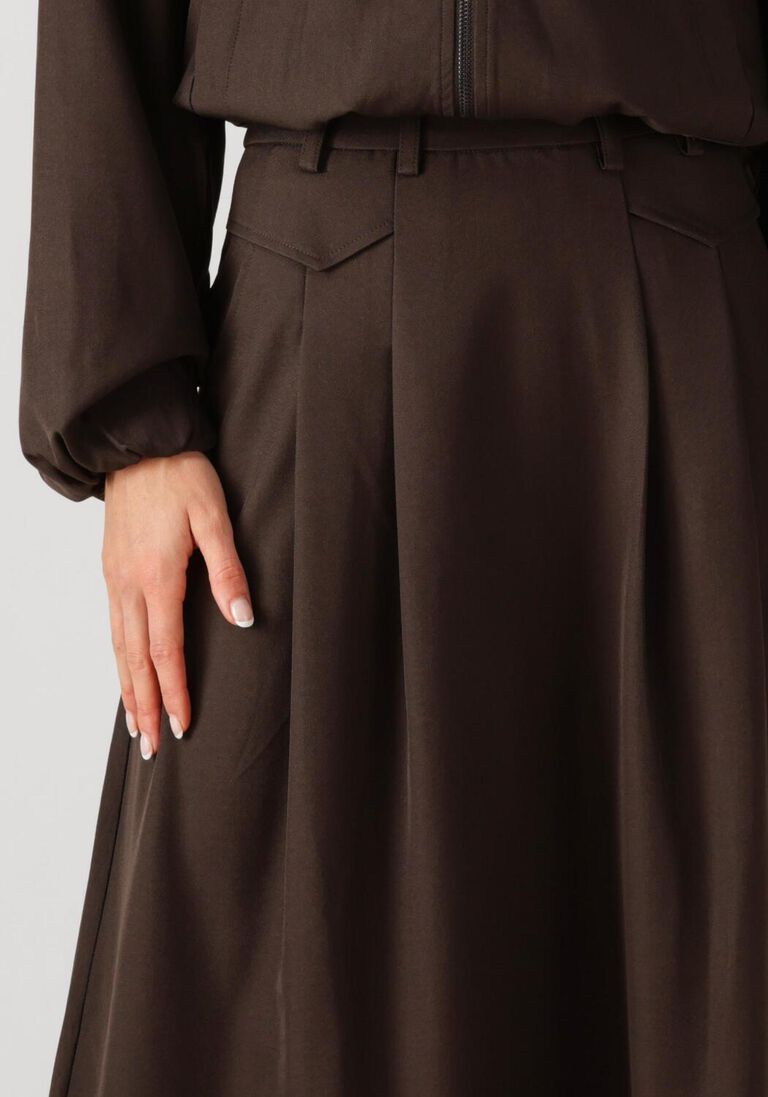 bruine co'couture midirok luna pocket pleat skirt
