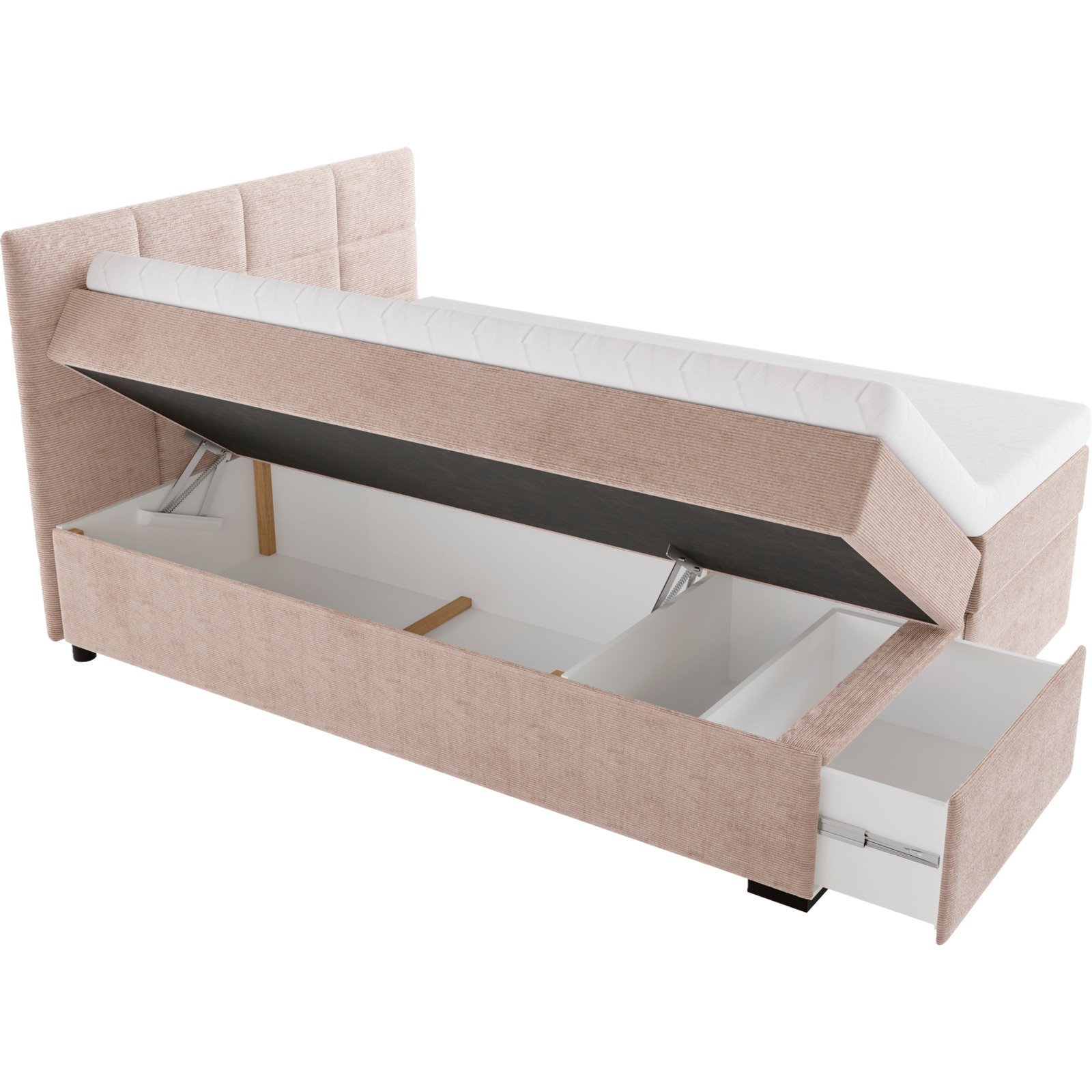 Boxspringbett Coma Cord beige 140 x 96 x 204 cm