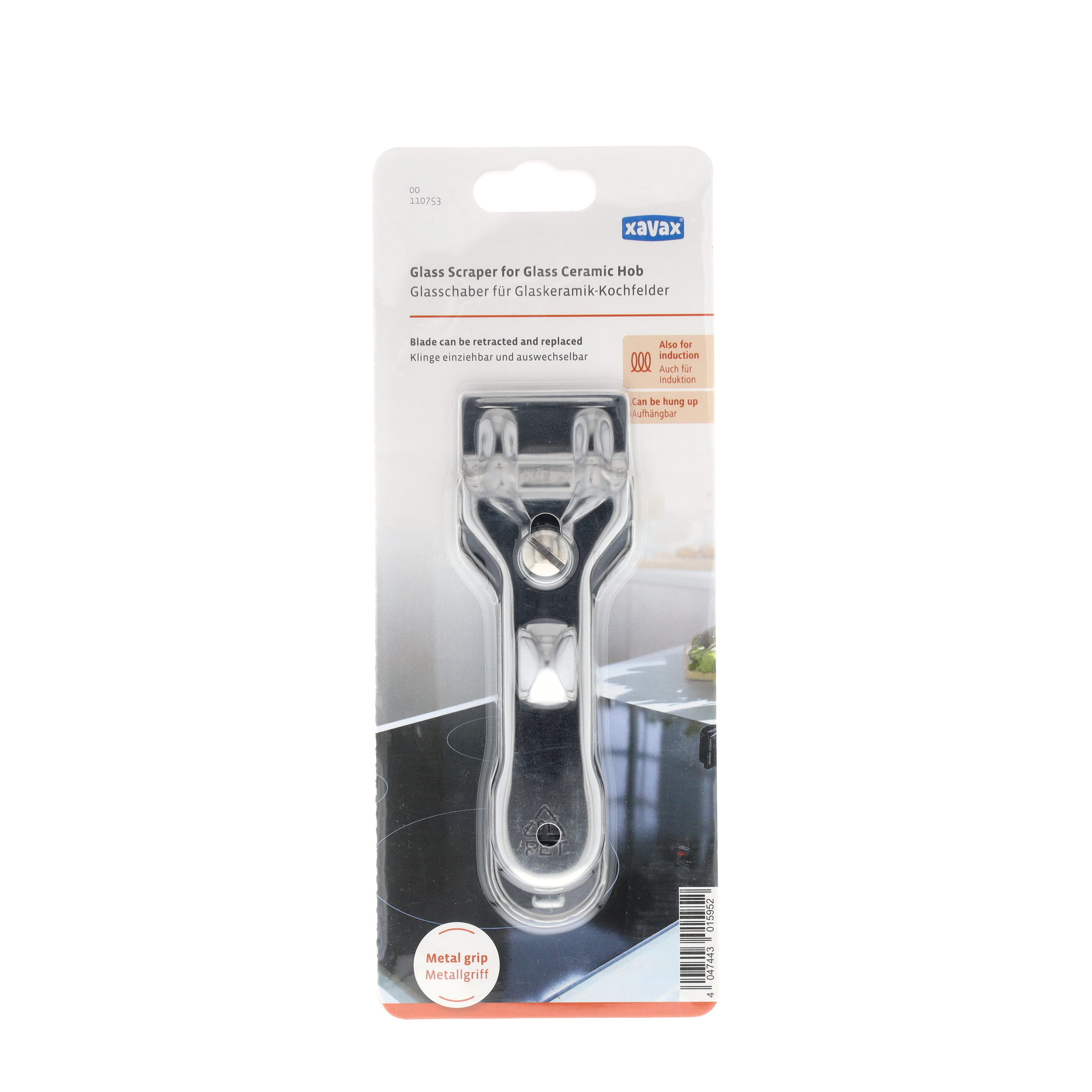Metall Spezial Glaskeramik Kochfeldschaber Herdplatten Schaber Backofen Ceranfeld Kratzer (00110753) - Silber