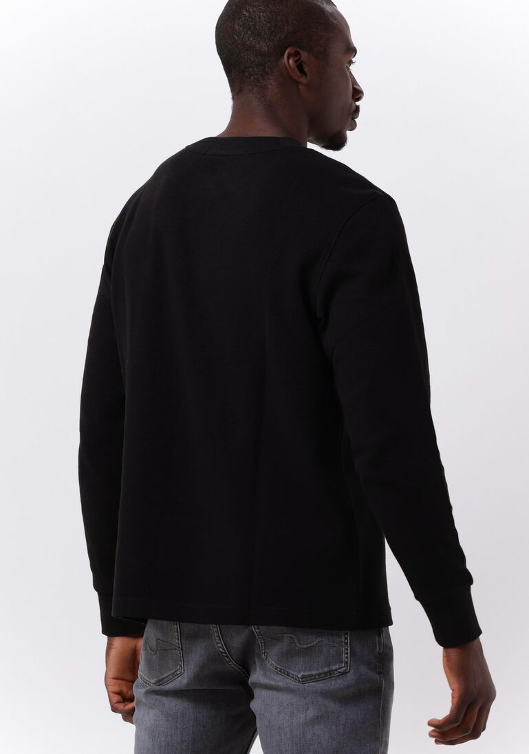 CALVIN KLEIN zwarte calvin klein trui shrunken badge ls waffle tee