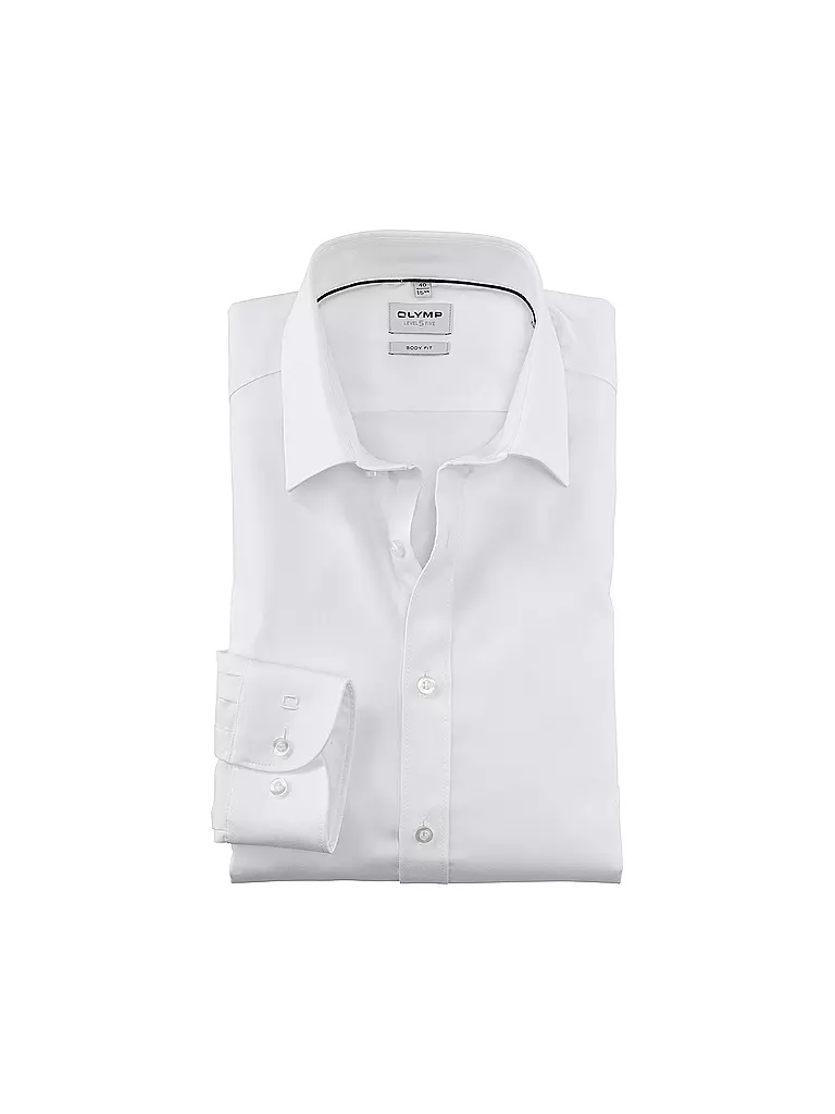 OLYMP LEVEL FIVE Hemd Body Fit Extralange Ärmel weiss