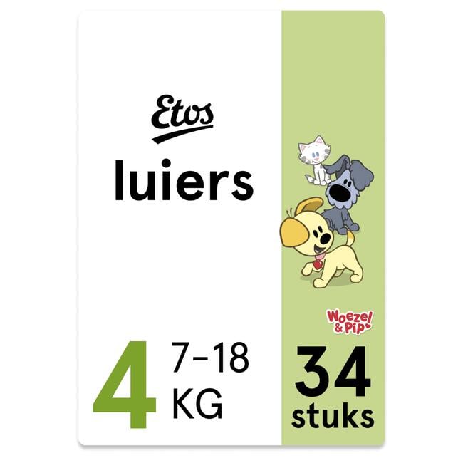 Etos Woezel & Pip Luiers Maxi Maat 4 7-18 kg 34 stuks