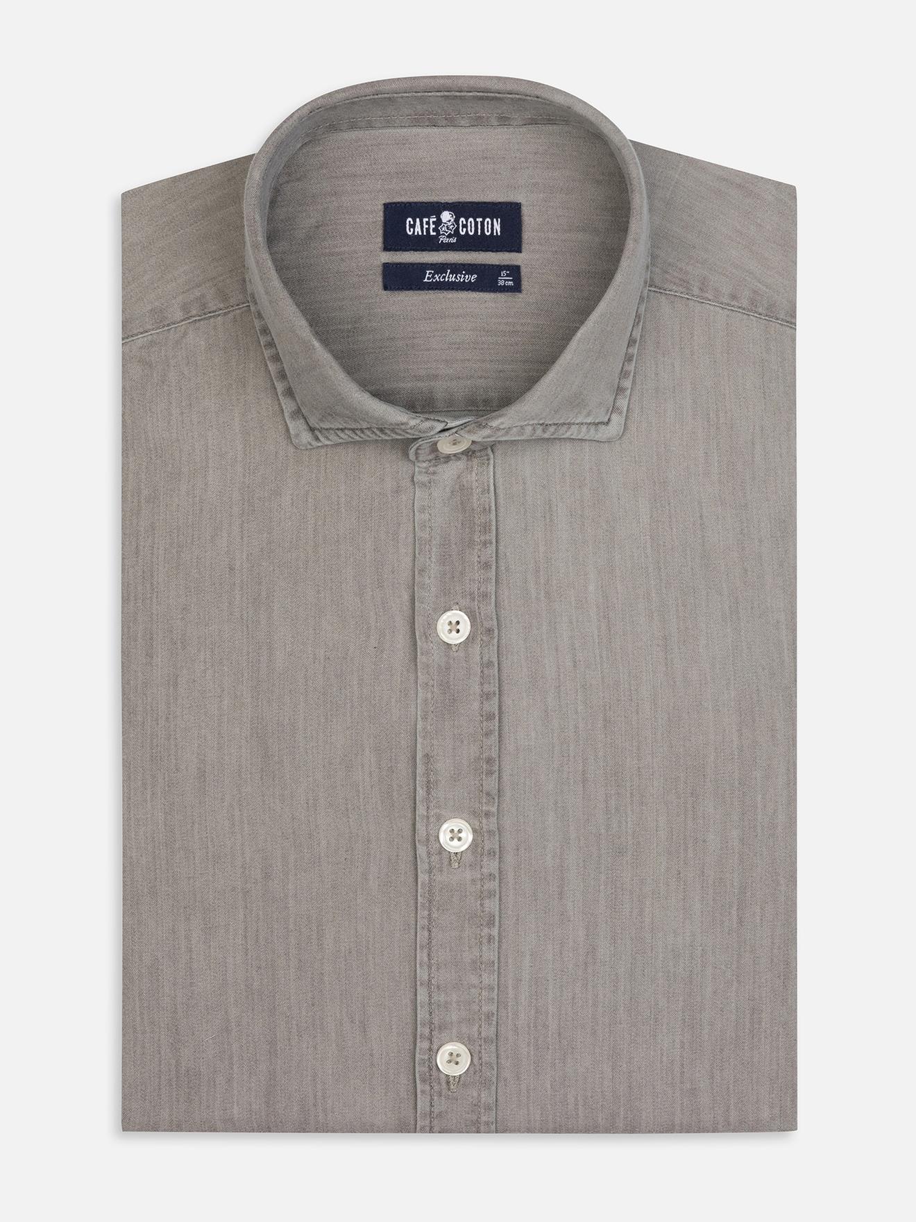 Chemise cintrée Darcy en denim grège