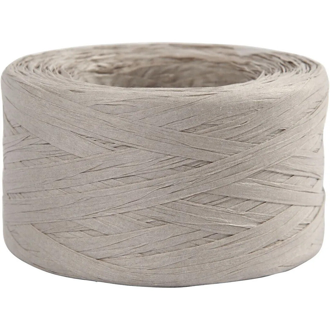 Creativ company rol raffia papiergaren - lichtgrijs - 100m