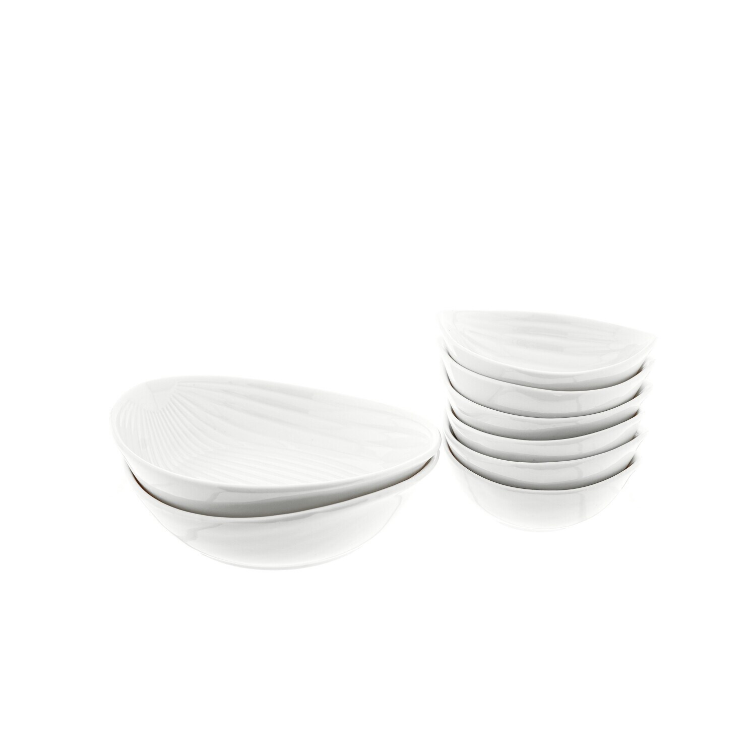 Sunay 8 Teiliges Snackschalen-Set in Weiß aus Porzellan