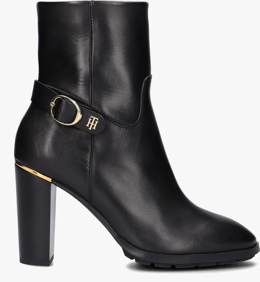 TOMMY HILFIGER zwarte tommy hilfiger enkellaarsjes belt high heel boot