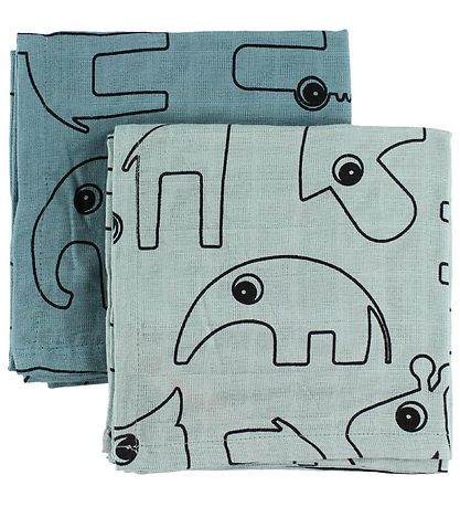 Done By Deer Spucktücher - 2er-Pack - 70x70 - Blau m. Elphee