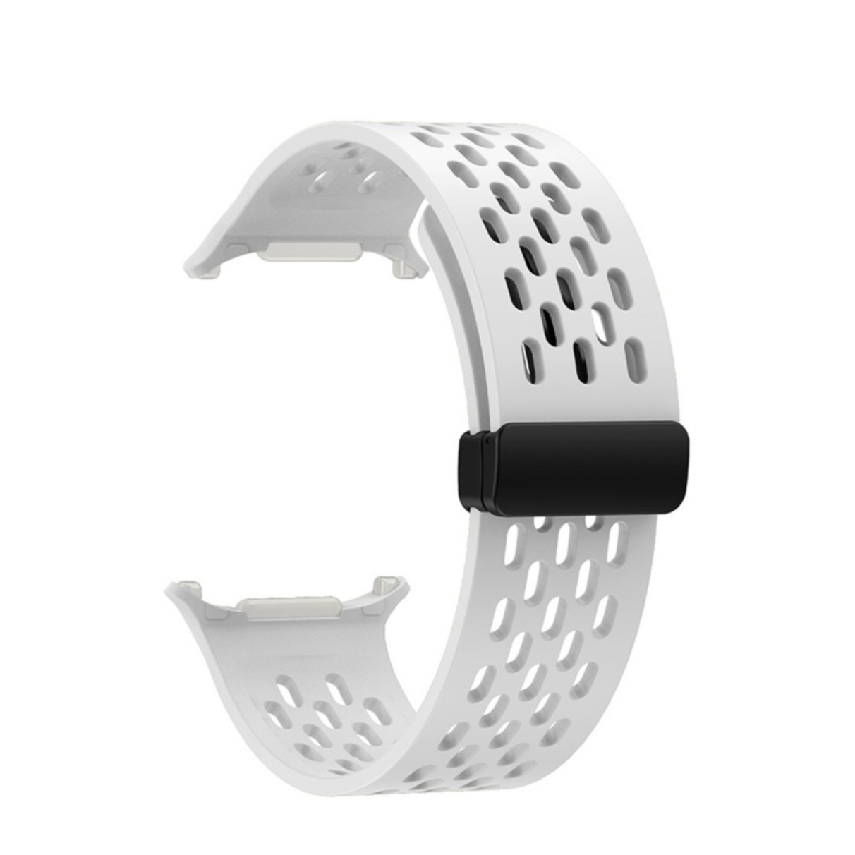 Samsung Galaxy Watch Ultra (47mm) Atmungsaktives Silikon Sport Armband mit Magnet Verschluss (Gelenkumfang: 170-220mm) - Weiss
