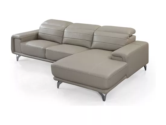 Canapé d'angle en cuir KARL Beige - Angle Droit