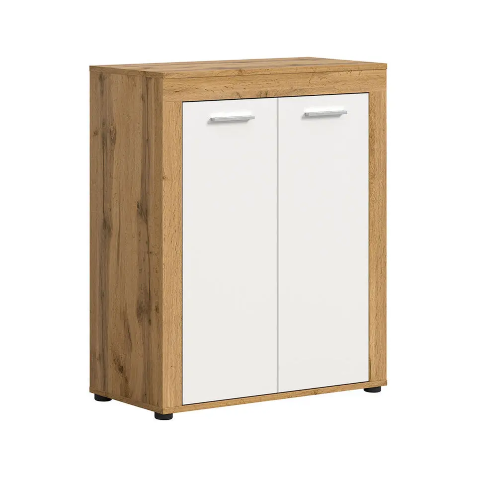 Hioshop Jam schoenenkast 2 deuren wit- eik decor