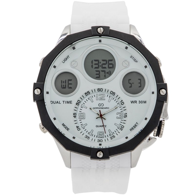 Coffret montre Homme GIORGIO bracelet Silicone Blanc