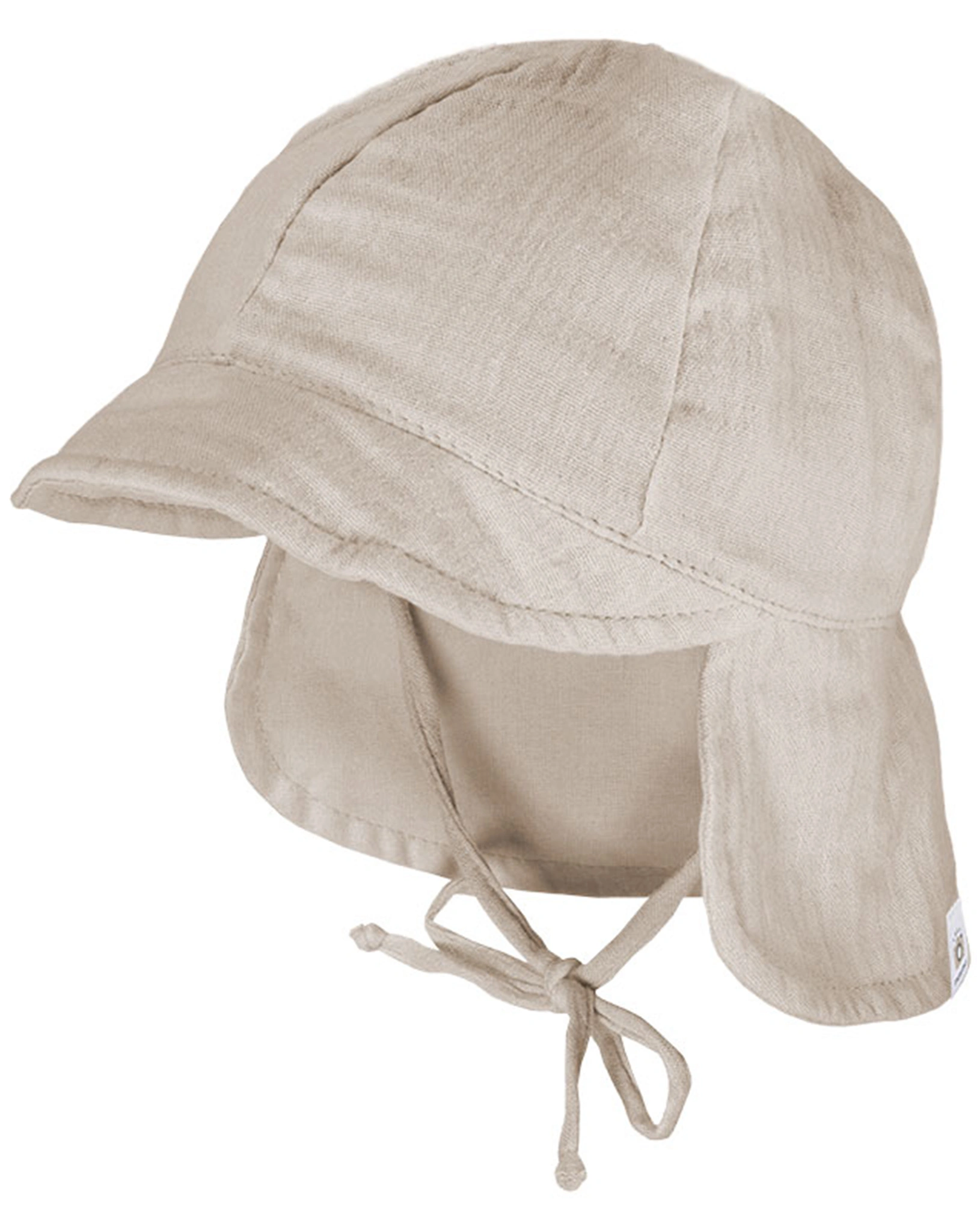 Baby-Schildmütze MUSSELIN mit Nackenschutz in beige