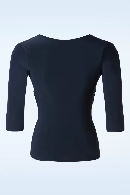 Vintage Chic for Topvintage Alicia crossover slinky top in marineblauw