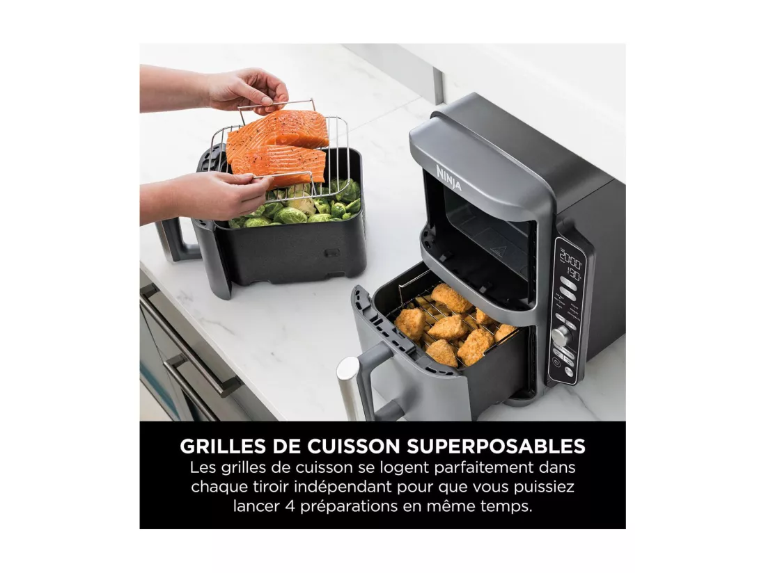Friteuse sans huile NINJA Foodi - Double Stack SL400EU - 9,5 L - 2 tiroirs de cuisson indépendant - 6 modes de cuisson - 2470W