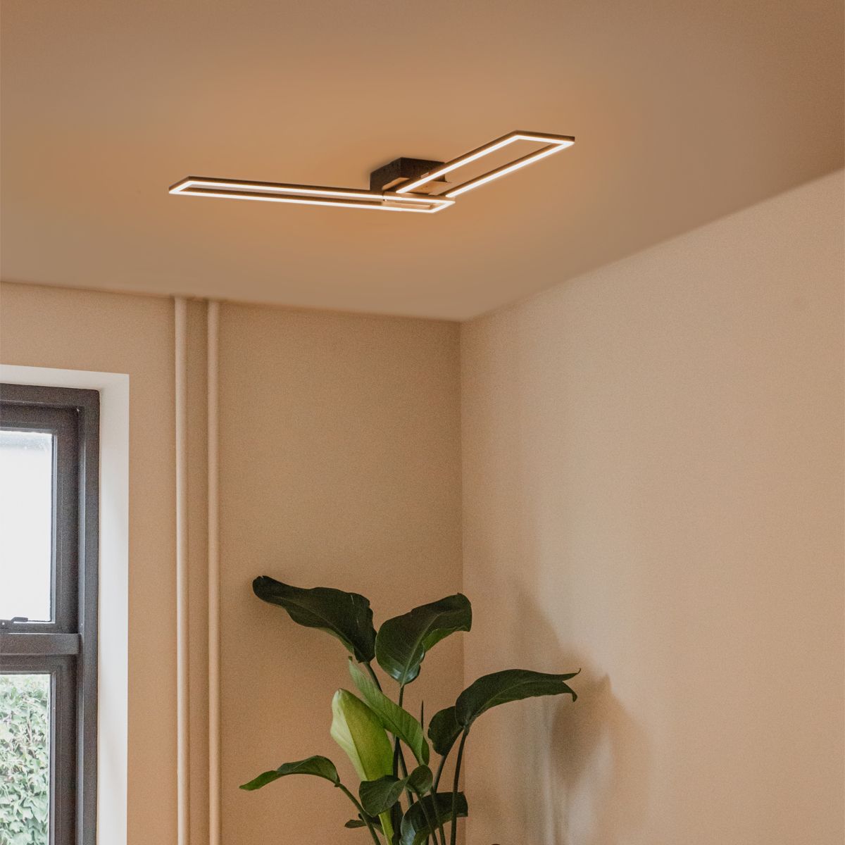Plafondlamp langwerpig zwart 3-staps dimbaar - Plazas Novo