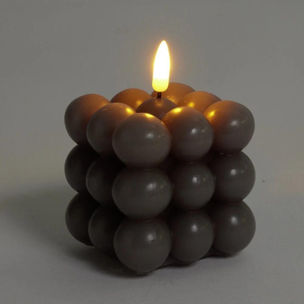 Bougie LED boules grises 7,5x7,5x7,5cm