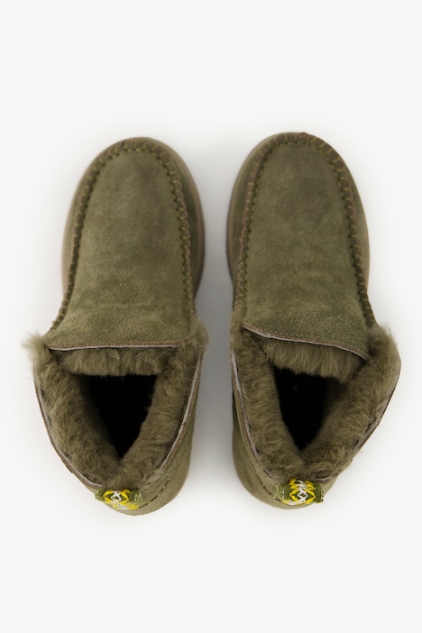 Lammfell-Boots, Veloursleder, Lammfellfutter