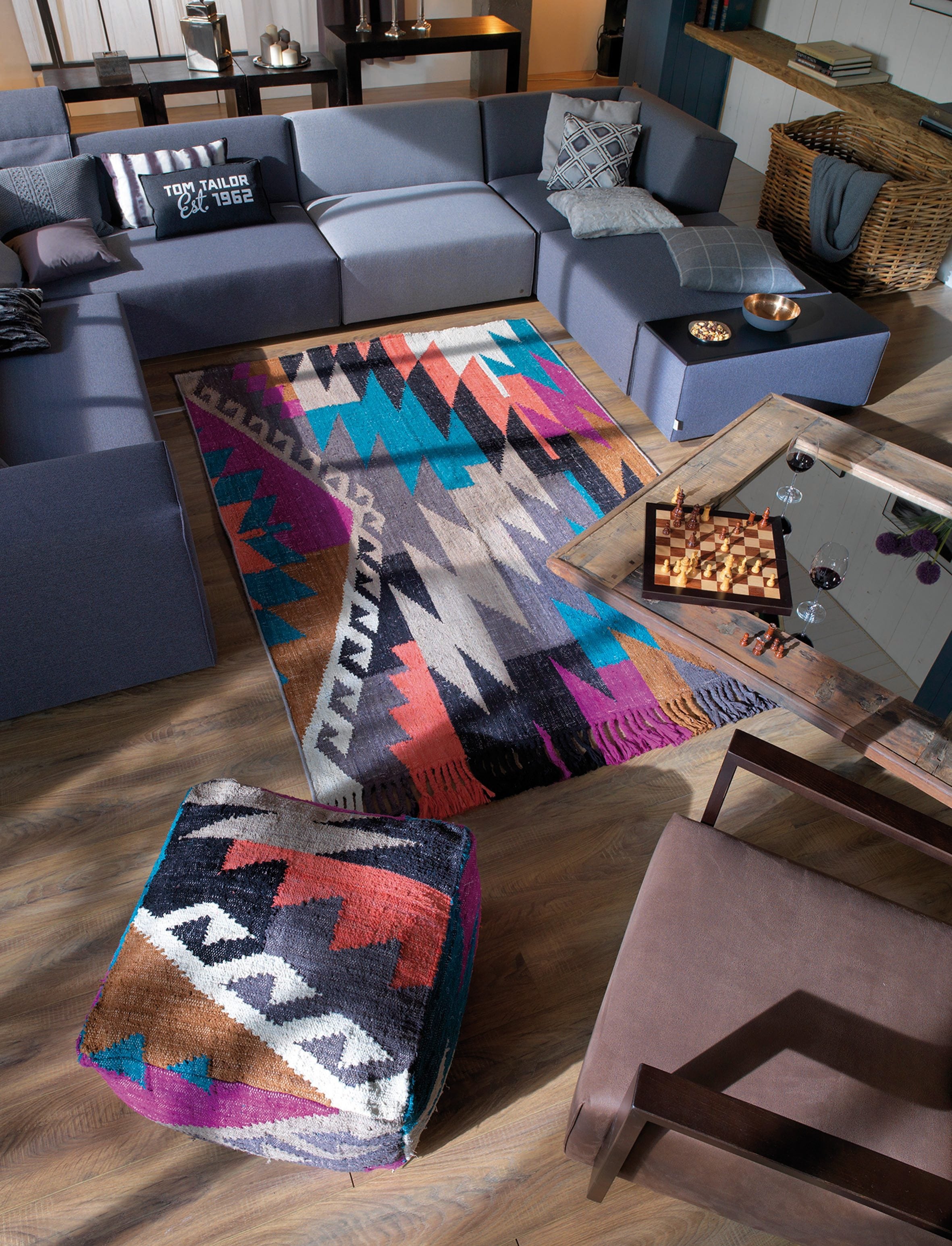 TOM TAILOR HOME Teppich »Funky Kelim« rechteckig 6 mm Höhe Flachgewebe, reine Baumwolle, handgewebt, mit Fransen, Boho-Style