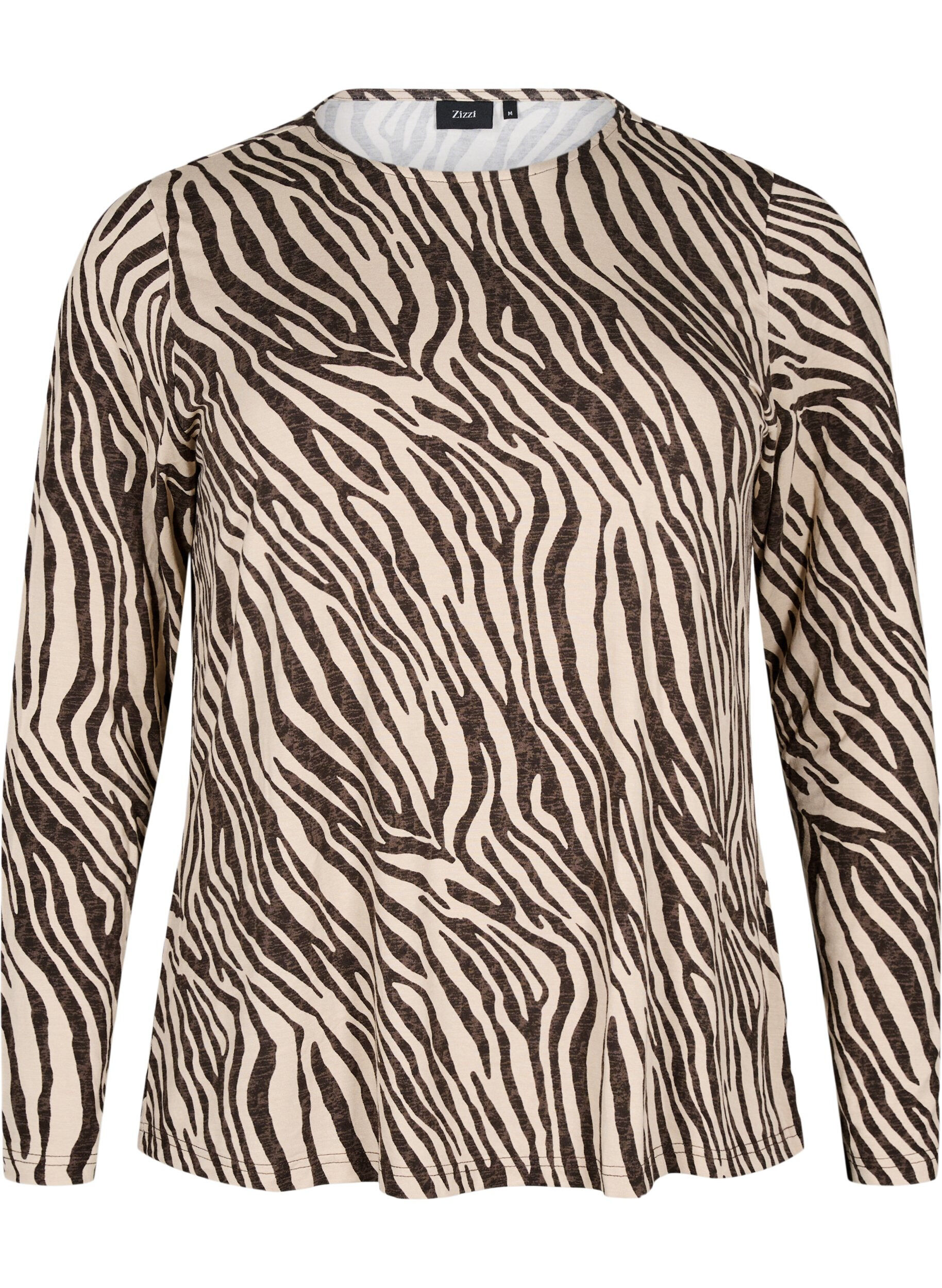 Langærmet bluse med zebraprint