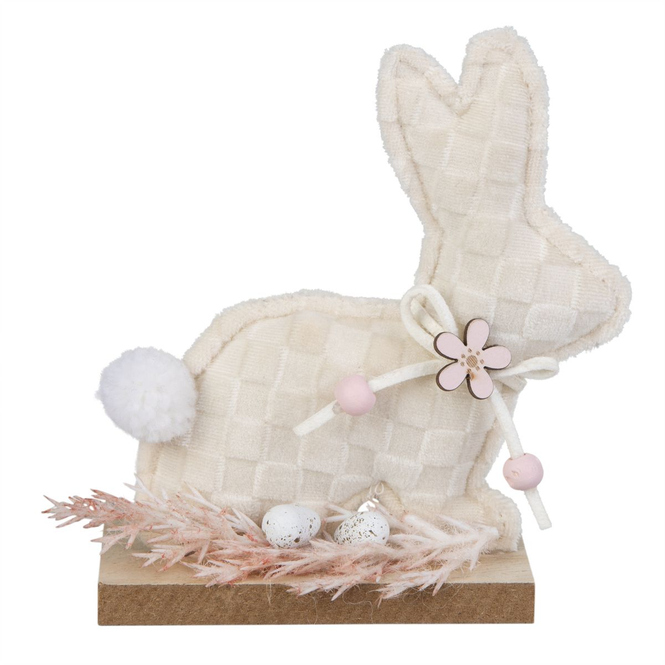 Standdeko - Hase mit Trockenblumen - ca. 9 x 4,5 x 12 cm