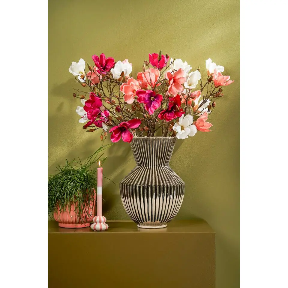 Mica Decorations Magnolia Kunstbloem - H88 cm - Donkerroze