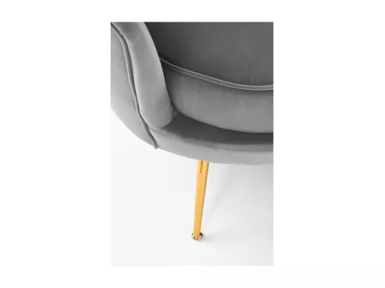 Canapé en velours gris avec pieds dorés en métal CAPRICA XL