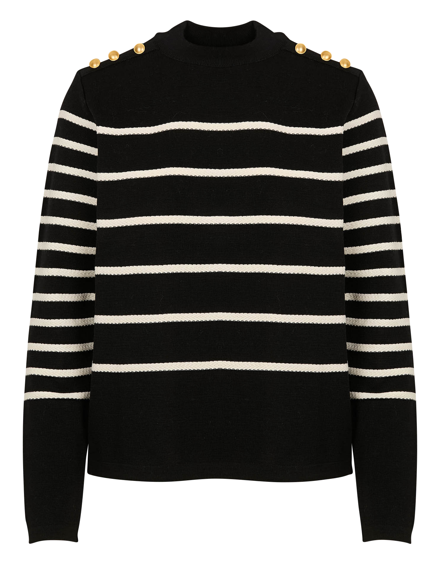 Pull col rond rayé en laine mélangé | Multicolore