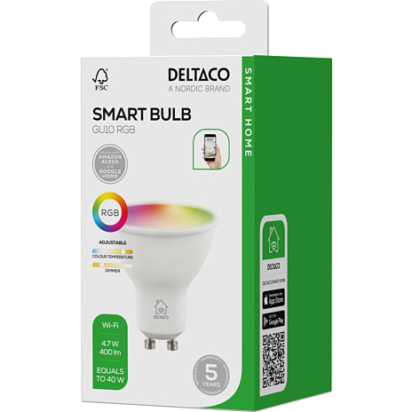 Deltaco LED pære 4,7W - smart lys