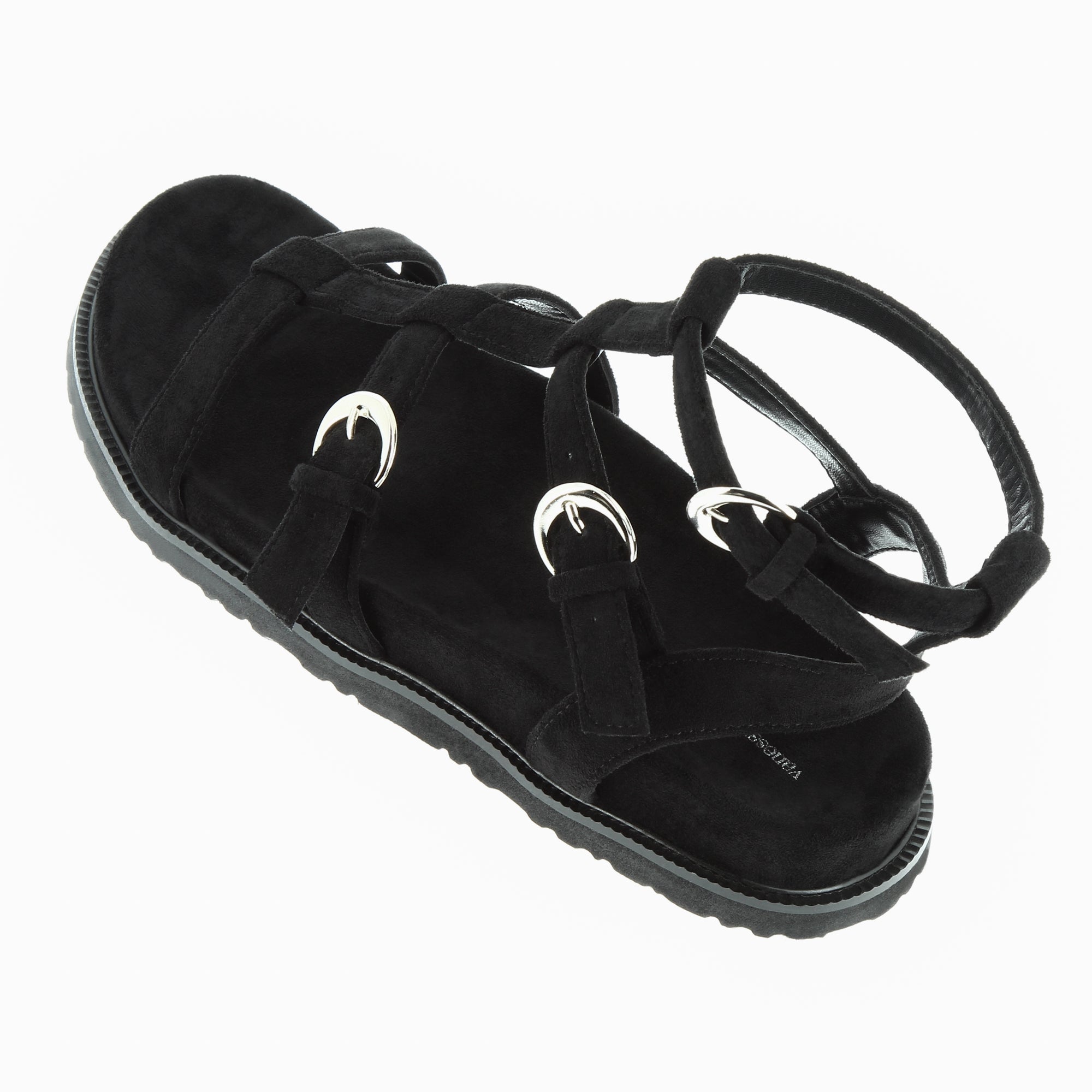 Sandales plates-Sandales ultra légères Ginny en suédine noire