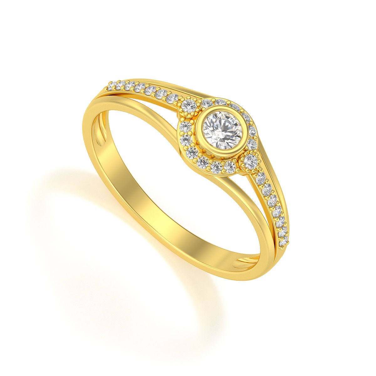Bague ADEN Or 585 750 Jaune Diamants 2.118grs