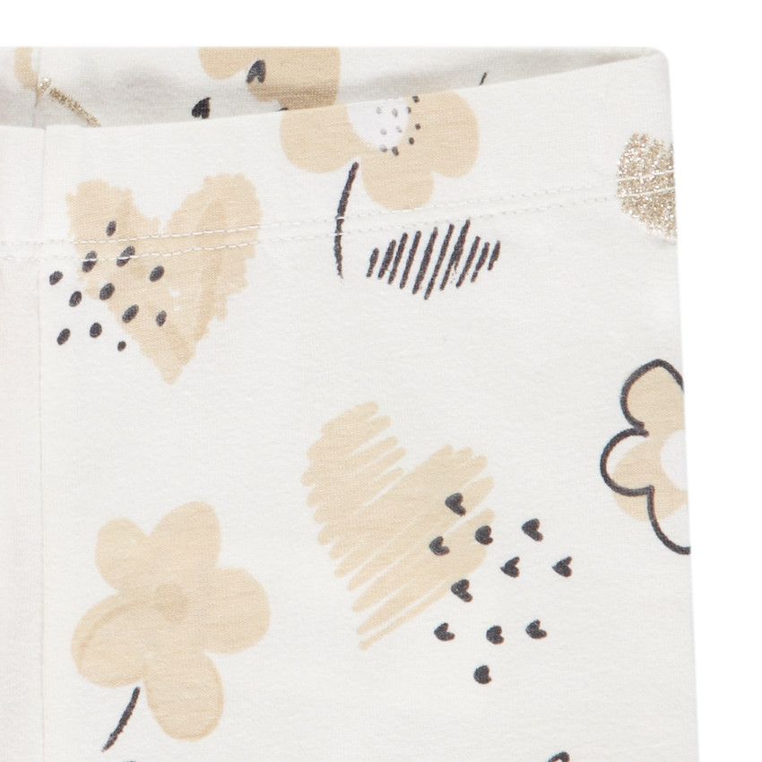 Ensemble 2 pièces tunique + caleçon imprimé pour bébé fille - Ecru