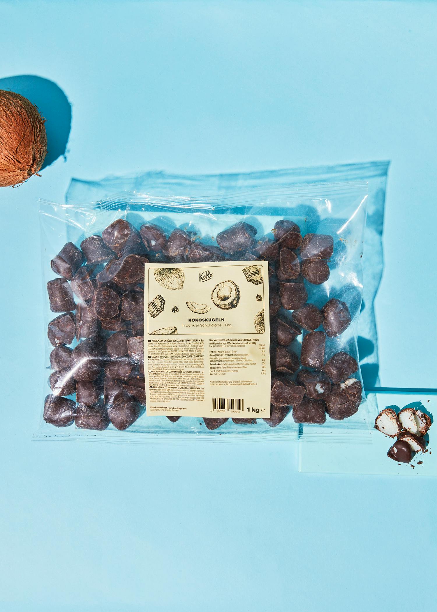 Kokoskugeln in dunkler Schokolade 1 kg